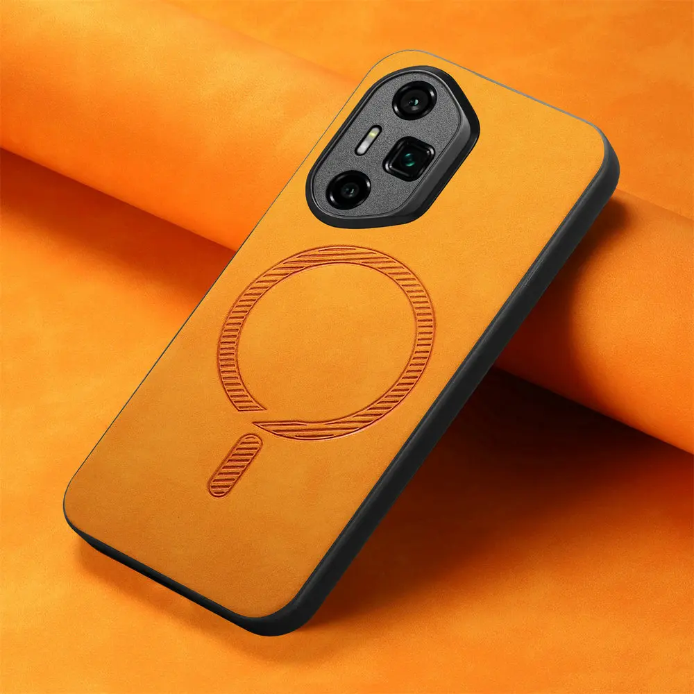 Luxury Magnetic Leather Back Cover with Wireless Charging Capability