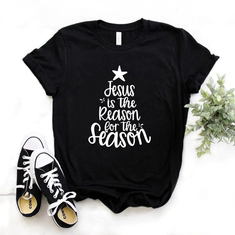 

Jesus Is The Reason The Season Christmas Women Tshirt Casual Funny T Shirt Gift Lady Yong Girl Top Tee 4 Color DW105