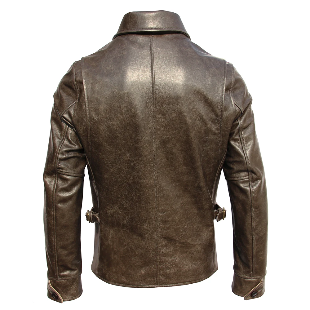 Description Picture 4 of itemOil Waxed Cowhide Genuine Leather Jacket Men Color Changes Slim Fit Real Skin Coat Autumn Chaqueta Cuero Hombre Mens Jackets
