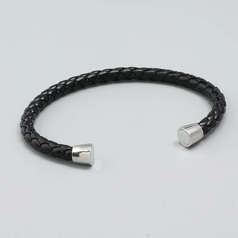 Fashion Braided Rope Leather Bracelet Men Magnetic Buckle Design Opening Bracelets Bangles Luxury Jewelry Pulseras