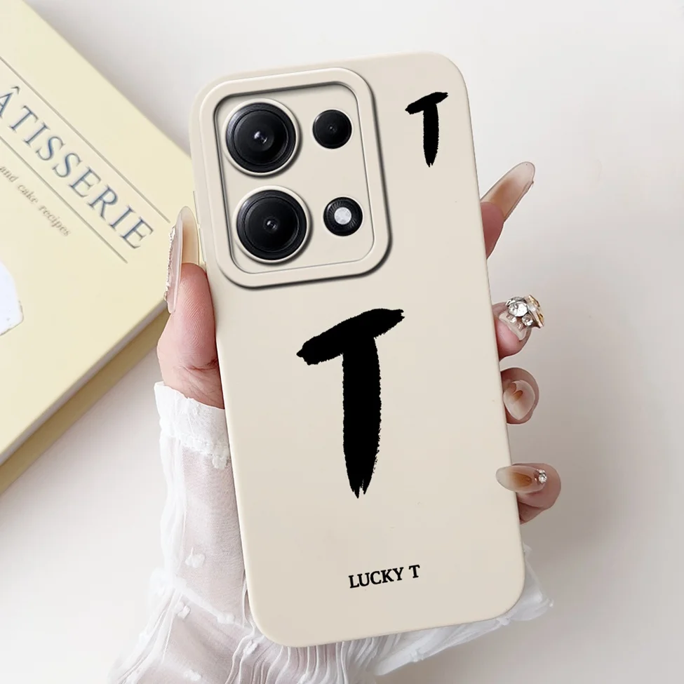 4G For Redmi Note 14 14S 14Pro Back Cover For Redmi Note 14 Pro 4G Case Simple Fashion A-Z Letters Pattern Design Silicone Funda