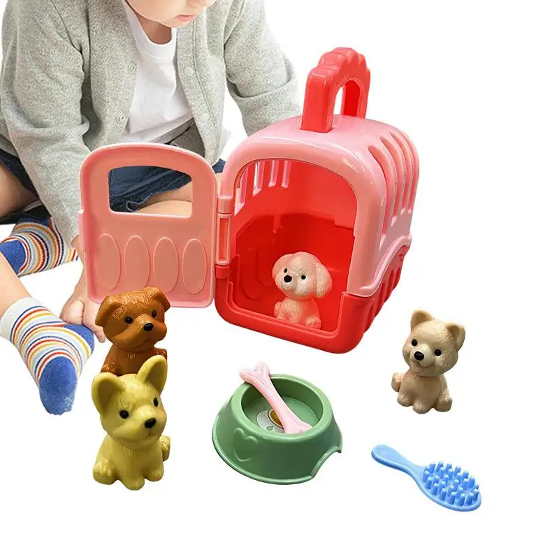 

Набор для ухода за собаками, 8 шт., клетка для собак, комплект для ролевых игр, игрушки для ухода за собаками, переноска для щенков