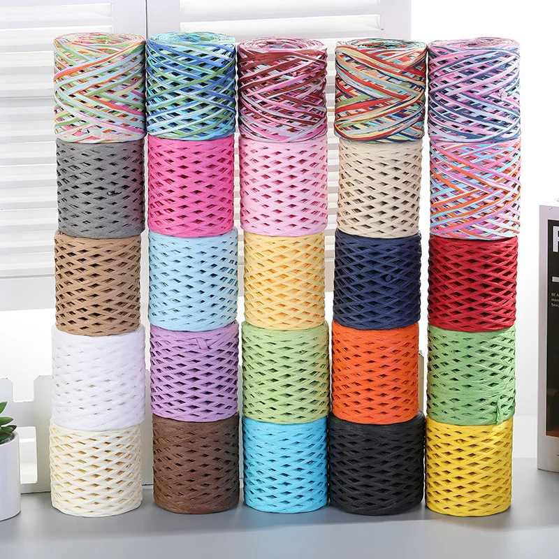 200m Natural Raffia Straw Yarn Hand-knitted Crocheting Grass Paper Rope For Diy Handmade Line Sunhat Beach Bag Cord Freeship