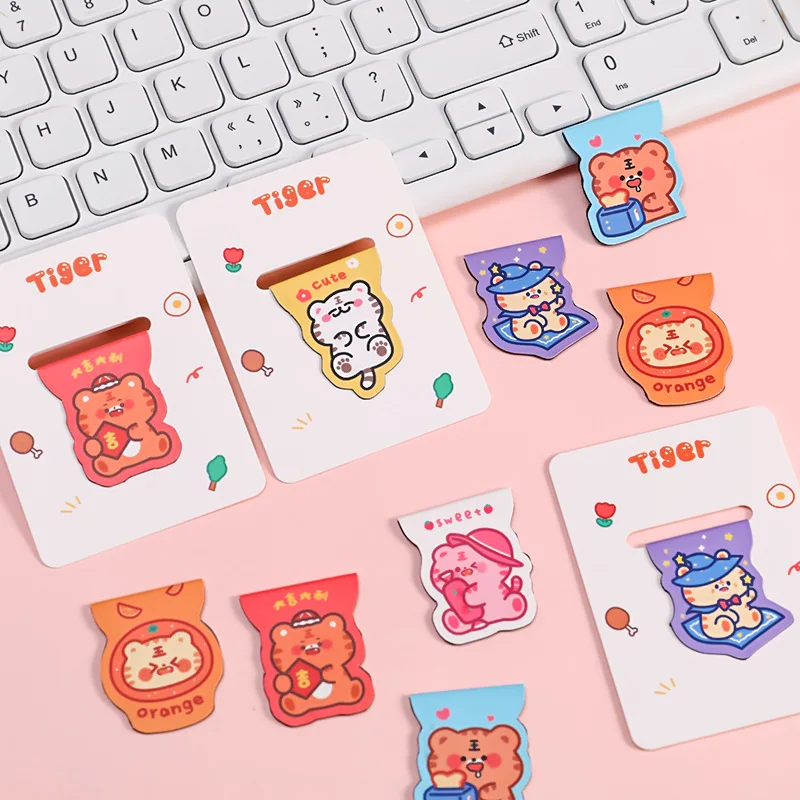 

Magnetic Bookmark Cartoon Tiger Special-shaped Page Clip Student Personality Exquisite Paper Double-sided Reading Clip