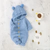 Winter Baby Rompers Clothes Autumn Solid Hooded Long Sleeve Knit Newborn Boys Girls Jumpsuits Playsuits One Piece Infant Overall