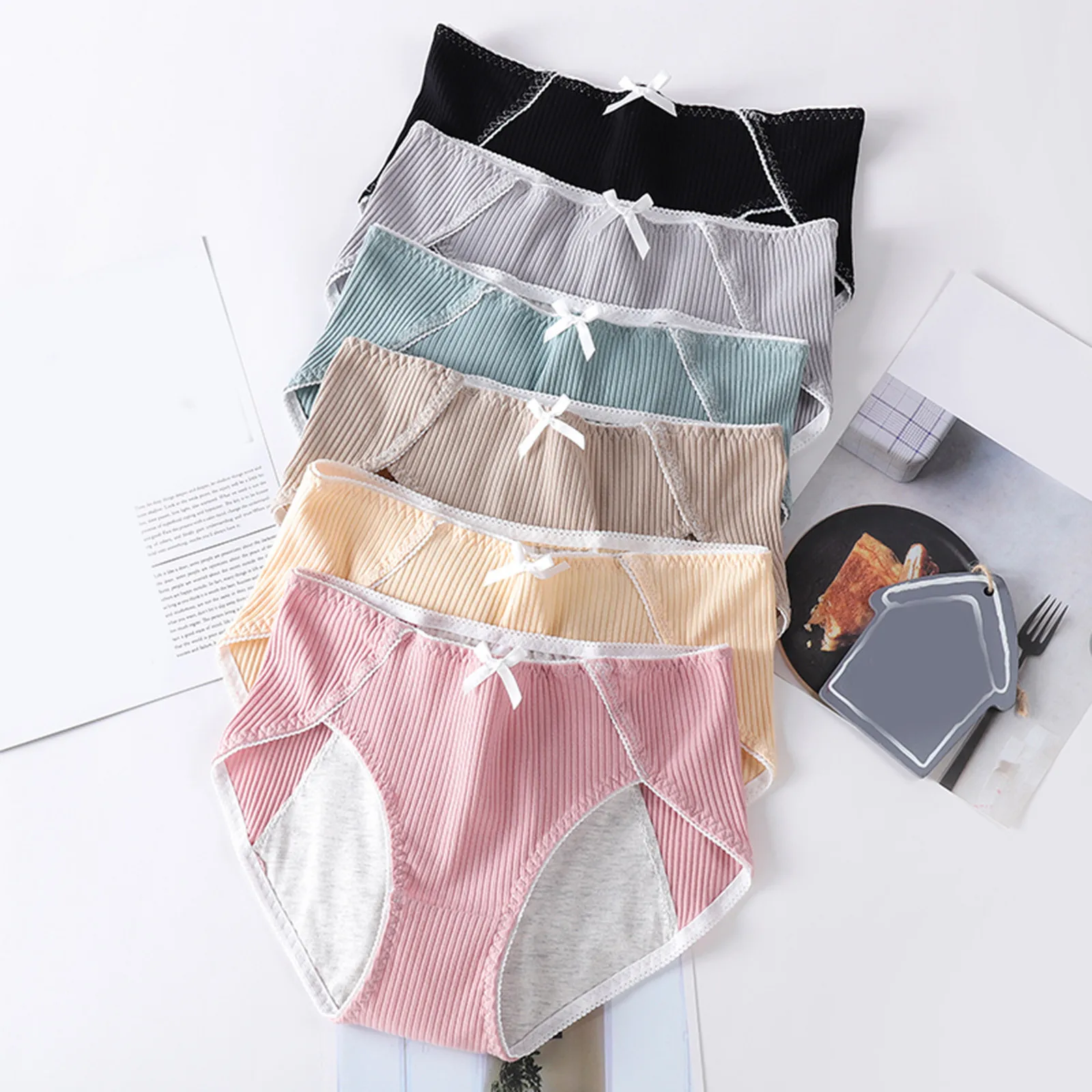 

Absorbency Leak Proof Menstrual Bow Panties Women Physiological Period Underwear Pure Cotton Breathable Sanitary Lingerie Briefs