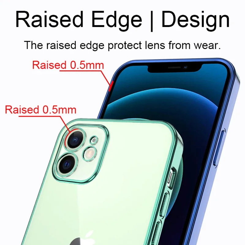 Luxury Plating Clear Silicone Phone Case - Soft Back Cover with Frame Design