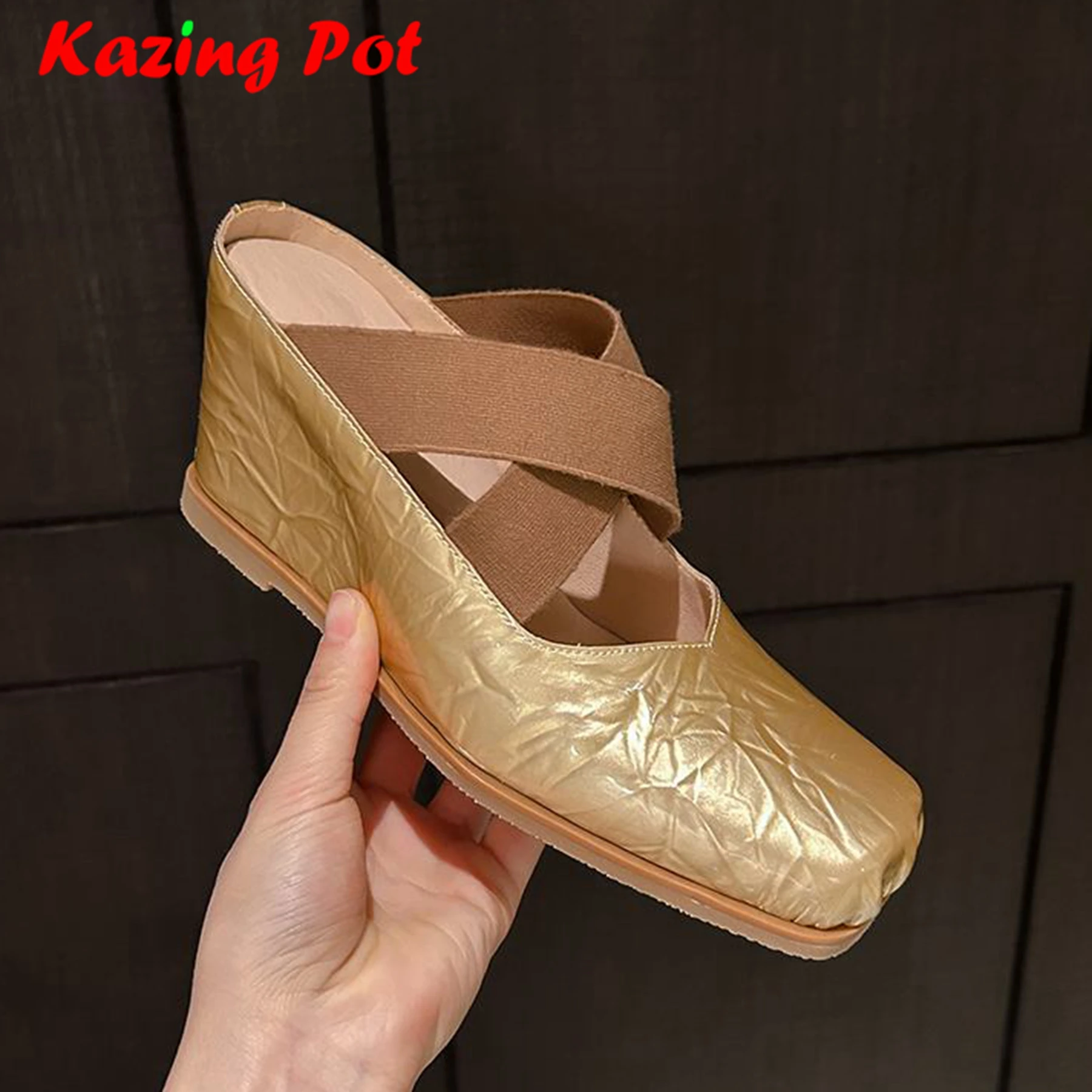 

Krazing Pot Cow Skin Mules Square Toe Women Summer Street Wear Wedges Chunky Heels Prints Leather Gorgeous Modern Fashion Pumps