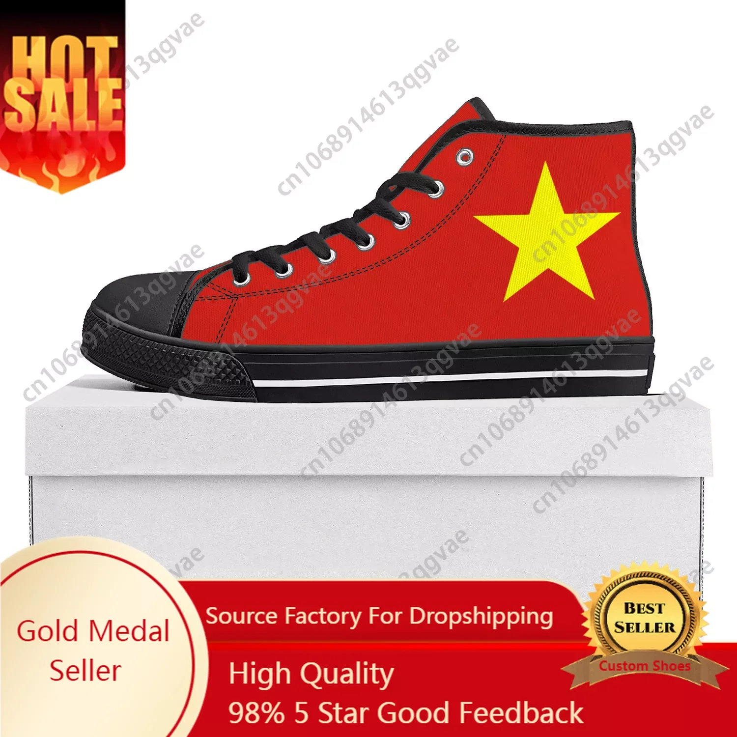 vietnamese Flag High Top High Quality Sneakers Mens Womens Teenager Canvas Sneaker vietnam Casual Couple Shoes Custom Shoe