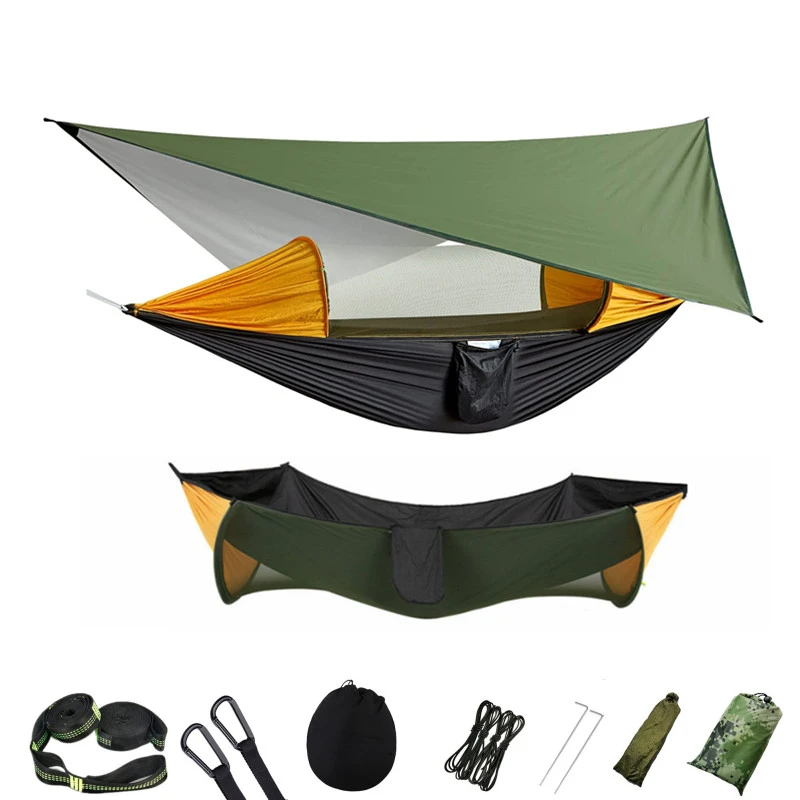 Large Camping Hammock with Mosquito Net and Rain Fly- 2 Person Portable Hammock with Bug Net and Tent Tarp , Hammock Tent