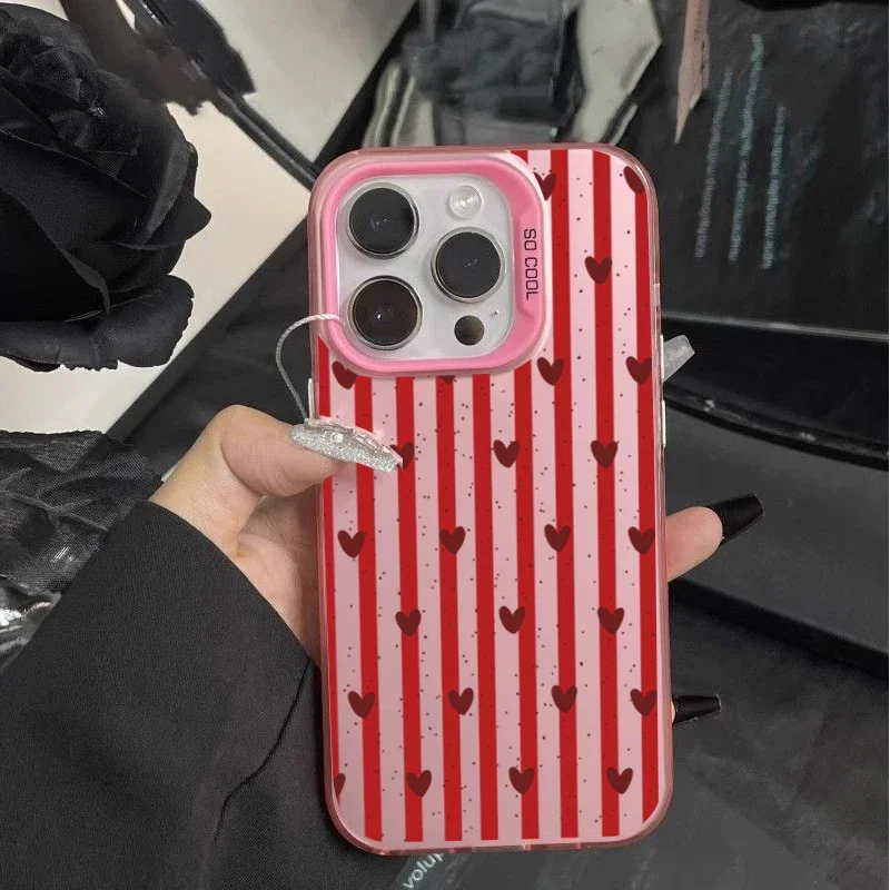 Pink Love Heart Polka Dots Acrylic Matte Cover Case