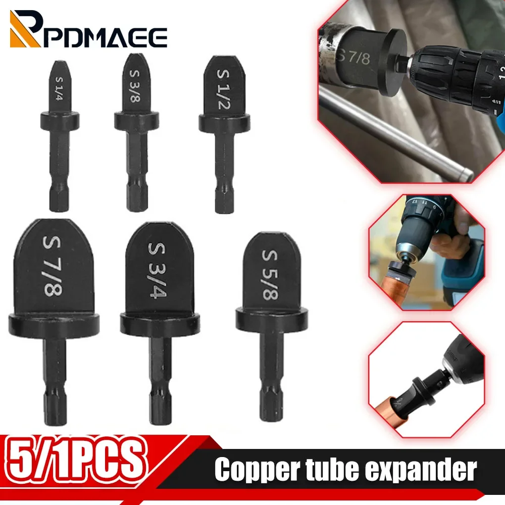 

5/6/11PCS Tube Pipe Expander Copper Swaging Tool For Air Conditioner Refrigerator Flaring Takeover Tool Set Hex Shank Repair Kit