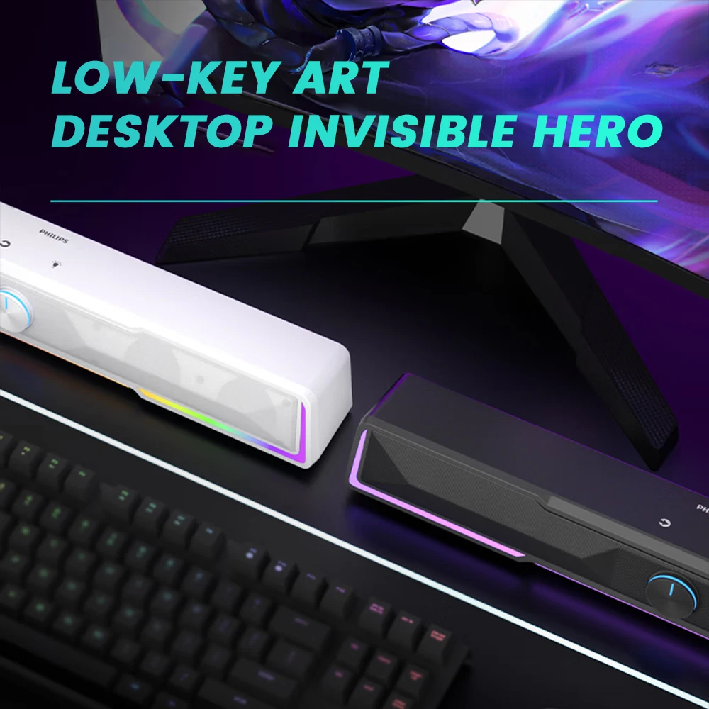 PHILIPS SPA4100 Soundbar Simple Design 52mm Driver Unit Stereo Environment Featuring RGB Light Strips And Independent Knobs - Image 6