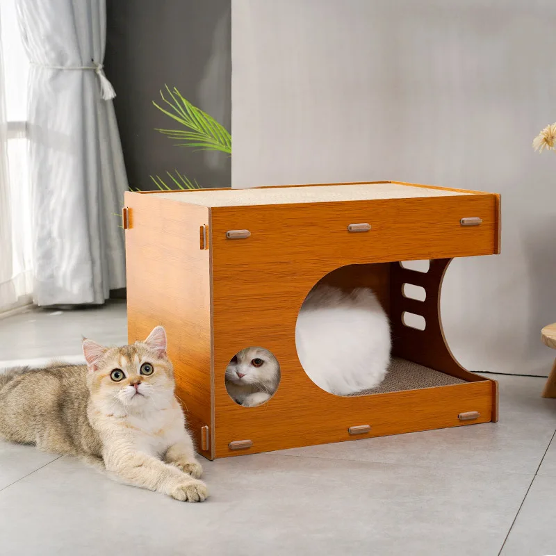 

New Summer Solid Wood Cat Nest Cat Bed Detachable All Season Universal Corrugated Paper Replaceable Ventilation