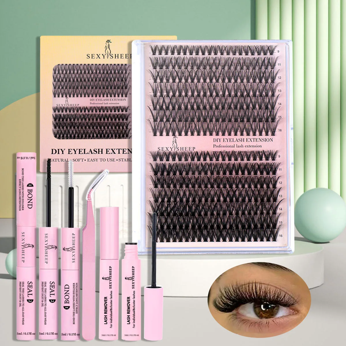 2028657-19e785.jpg Sbe3ff5f987c84bdfa54b77a57aac0ec7w 280pcs DIY Lash Extension Kit Individual Lashes Cluster 30D40D MIX with Lash Bond and Seal and Remover Lash Applicator Mallzona