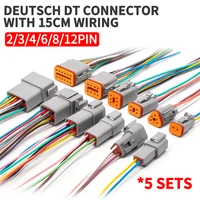 5 Sets Deutsch DT connector with 15cm Wiring harness DT06-2S/DT04-2P 2P 3P 4P 6P 8P 12P waterproof electrical connector 1