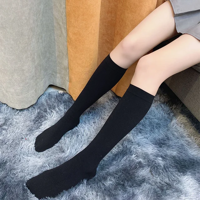Fashion Women Ladies Over Knee High Socks BLACK CREAM STRIPED SOCKS NEW