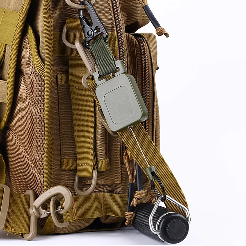 

Outdoor Automatic Retractable Wire Rope Luya Tactical Keychain Clip Pull Recoil Sporty Key Ring Anti Lost ID Card Holder