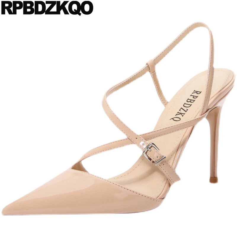 

Bridesmaid Sandals Y2K Gold Bridal Shoes Stiletto Plus Size Pointed Toe Patent Leather High Heels Ladies Slingback Ultra Pumps