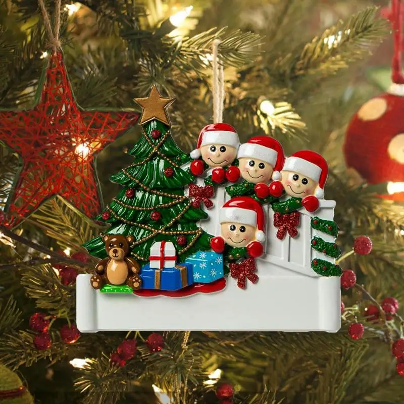Personalized Opening Present Family Of Christmas Christmas Pendant Family Resin Alloy Name Blessing Tree Ornament