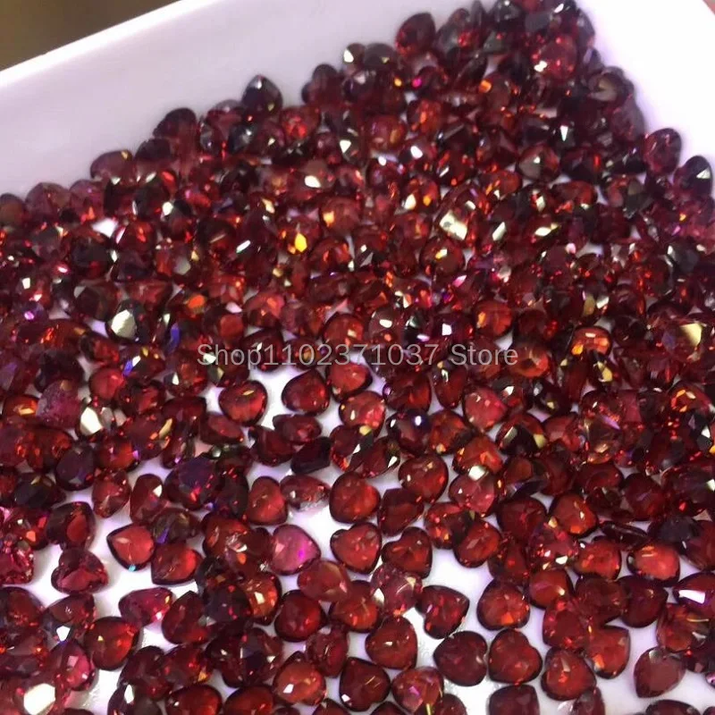 Natural Garnet Circle 6*6 Heart-shaped 6*6 Mm Ring Surface Jewelry Making Accessories Bead Pendant Material
