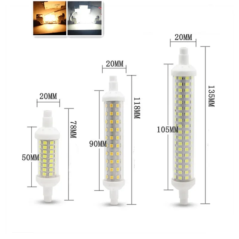 LED 디밍이 가능한 전구 R7S 옥수수 SMD2835 20W 30W LED 조명 AC 220V 할로겐 램프 교체 투광 조명 차가운 따뜻한 흰색