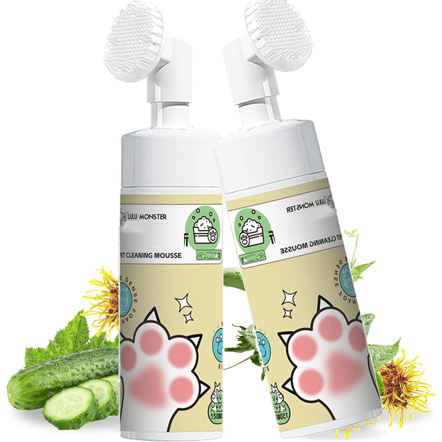 No washing, pet cleaning, mousse pet dry cleaning, deodorization, stain removal, odor removal, bubble mousse, cat, dog, 1pcs