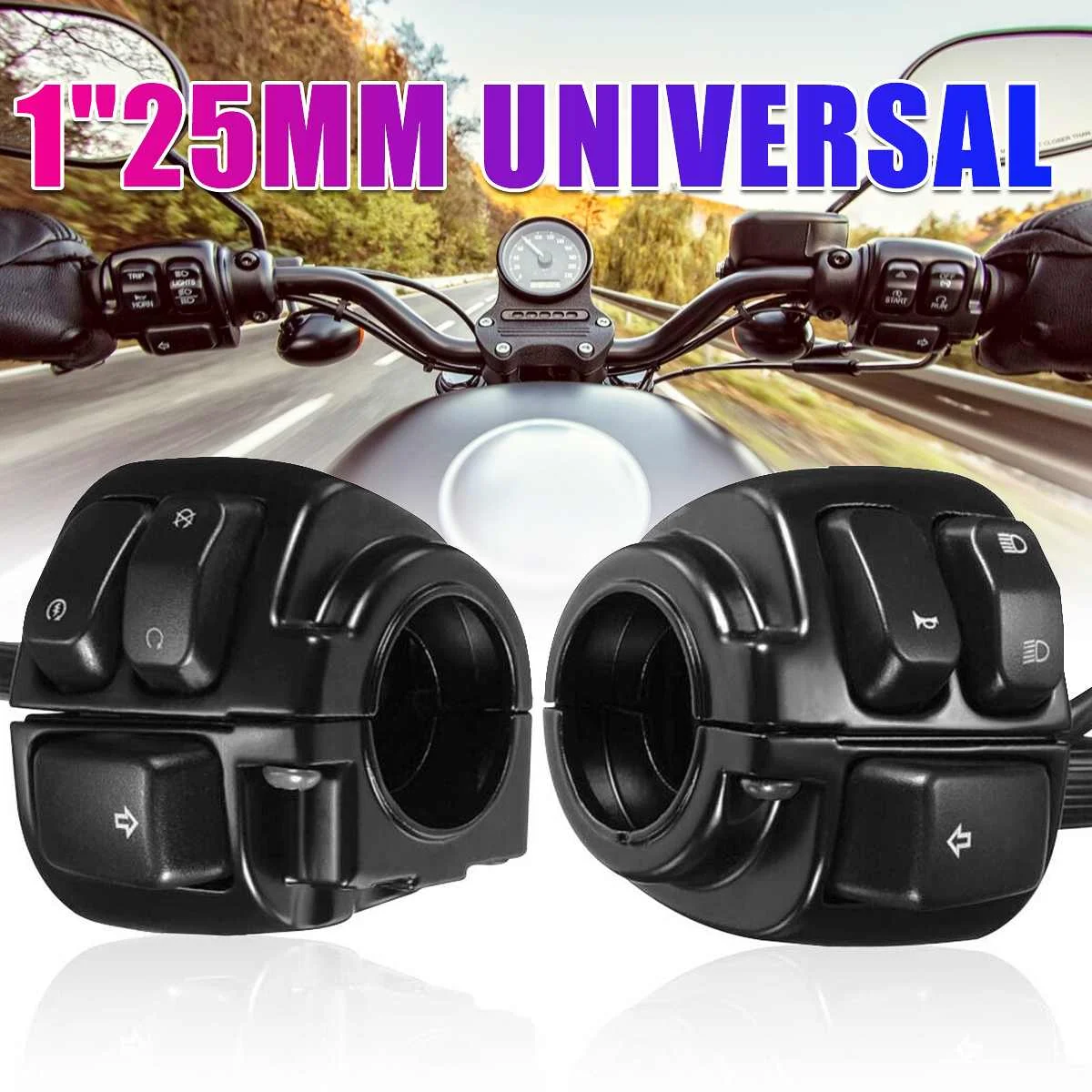 

Motorcycle 1"25mm Handlebar Turn Signal Control Switch With Wiring Harness