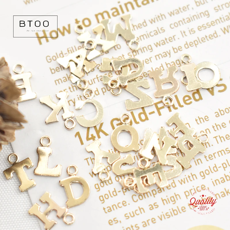 14K Gold Filled Block Letter Charm A bis ZGold Anhänger für Armband Halskette Ohrring DIY Schmuckzubehör handgefertigte Accessoires – Detail 20