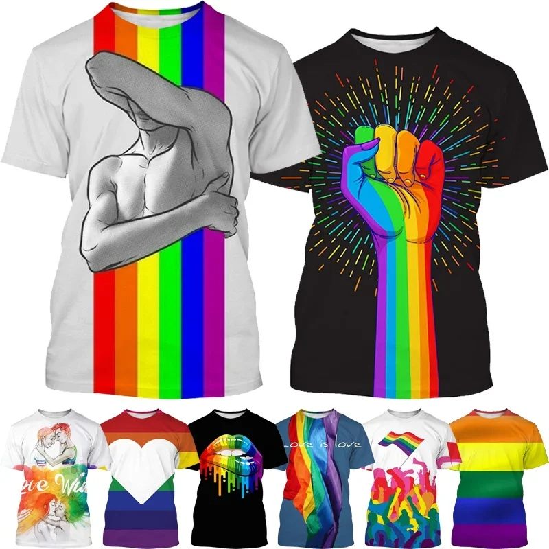 

New Rainbow 3D Short Sleeve T Shirt Men and Women Clothing Casual Fashion Print Streetwear Tops
