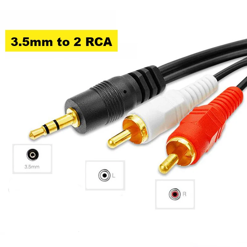 

1.35M 3.5mm Stereo Male Jack to 2 RCA Male AV Music Audio Cable Cord AUX Cable for Mp3 Phone TV Sound Speakers