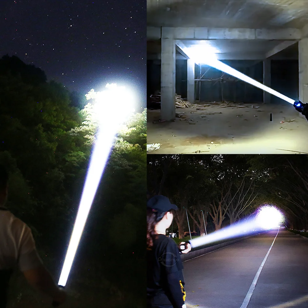Description Picture 2 of itemSuper High Power Led Rechargeable Flashlight 10000mAh Powerful Strong Light LED Hand Torch Lamp COB Light Long Lasting Lantern