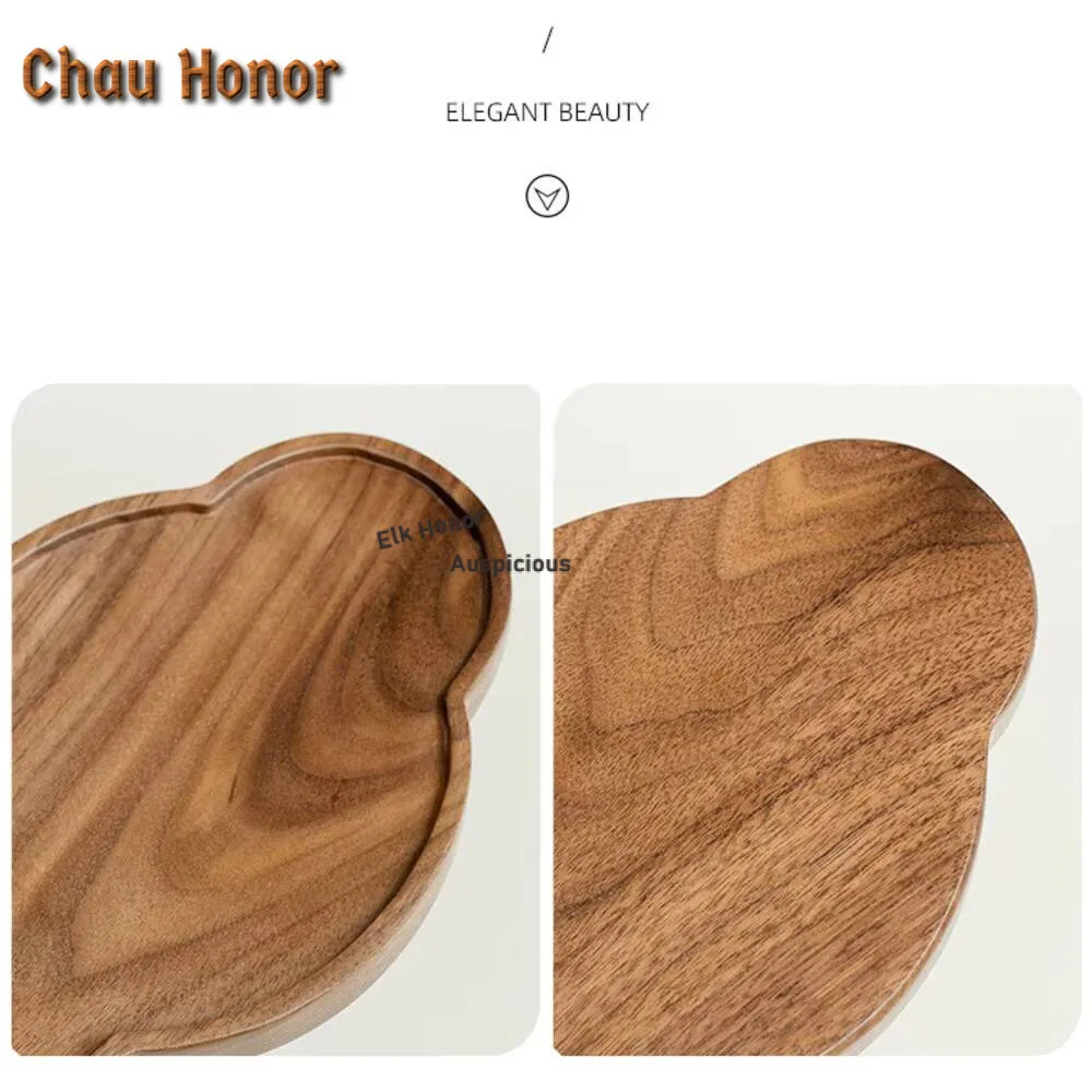 Chinese Walnut Pot Bearing Holder Light Luxury Solid Wood Dry Brew Table Tea Tray Pot Base Household Fruit Snack Plate Cafe Gift