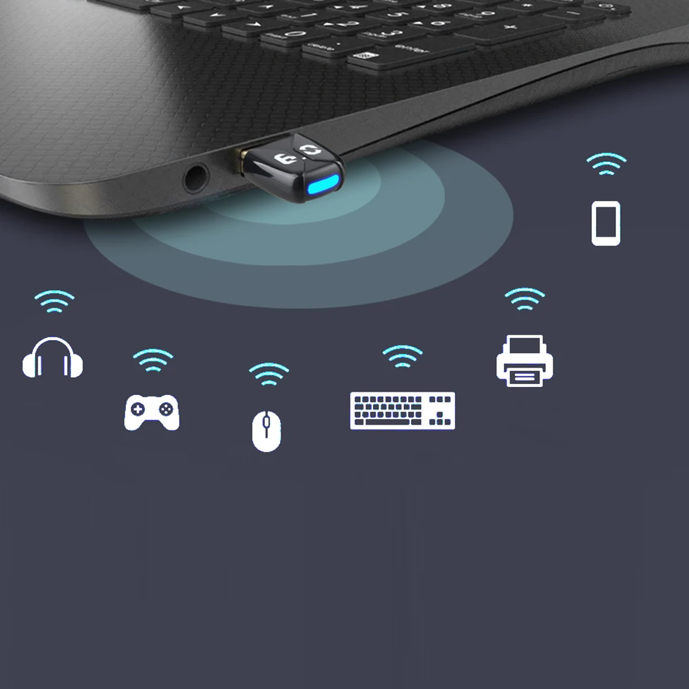 BT 6.0 어댑터 USB BT 6.0 동글 플러그 앤 플레이 무선 동글 (BT 키보드/마우스/헤드폰/스피커용)