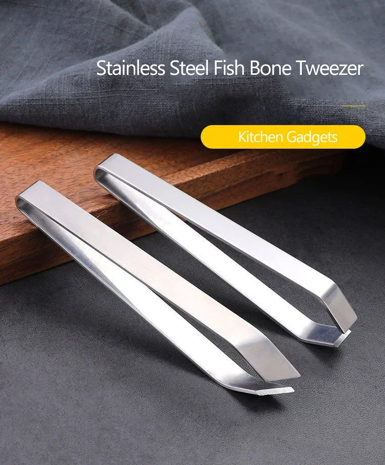 Description Picture 2 of item1 PC Stainless Steel Fish Bone Tweezers Pincer Clip Puller Remover Tongs Fish Bone Plucking Clamp Kitchen Gadgets Seafood Tools