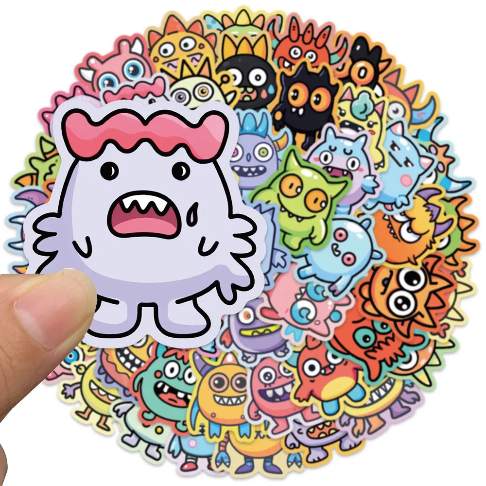 50pcs Cute Horror Monsters Stickers Cartoon Anime Water Bottle Stickers Laptop Luggage Notebook Waterproof Vinyl Bicycle Decals