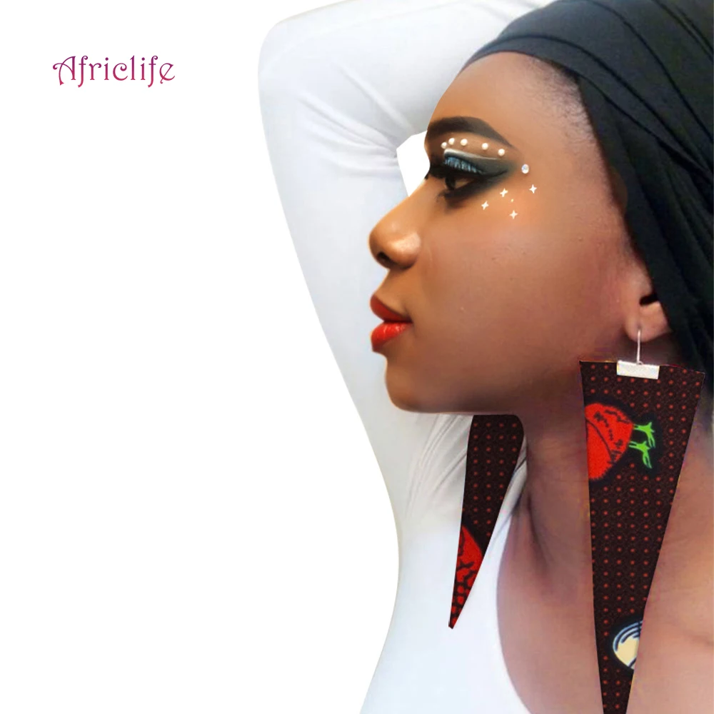 New Trendy African Fabric Earrings Handmade Earrings for Women Party Gift African Print Ankara Big Drop Earrings WYB279