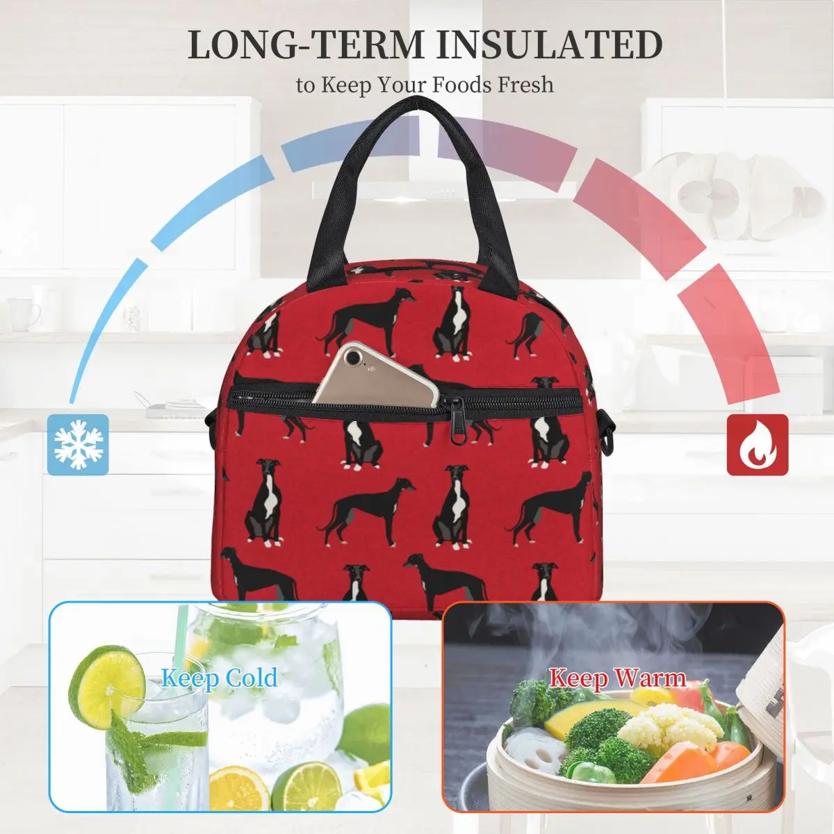 Bolsa de almuerzo de galgo con asa de correa, bolsa de refrigerador  portátil, bolsa de comida para el trabajo, caja de almuerzo térmica para  estudiantes, bolsa de nevera térmica - AliExpress