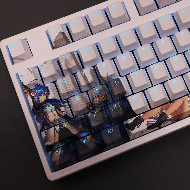 Teclado Arknights Mostima Backlit Anime Gaming Key Caps para Ansi 61 87 104 108 Teclas Grupo Layout de Pbt Teclados - Imagem 5