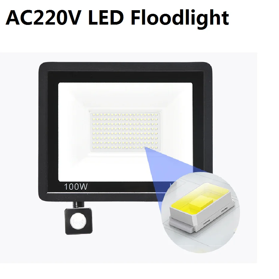 220V PIR Motion Sensor Induction LED Flood Light 10W 20W 30W 50W 100W 150W Spotlight Street Square Outdoor Lighting