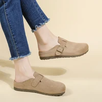 Chaussons rétro pour femmes, sandales à talon unique pour femmes, mocassins boutonnés de style coréen, mules, chaussons d'extérieur à la mode 4