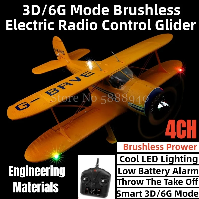 55Cm Extra Large 3D/6G Mode Brushless Electric Radio Control Glider 4Ch Six Gyro Auto Stabilizzare Cool Led Lighting Rc Drone Model