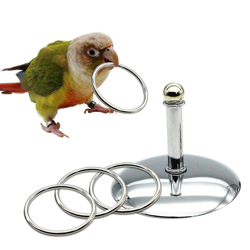 Juguetes de entrenamiento interactivo para loros y pájaros, desarrollo de inteligencia, anillos de Metal apilables, juegos de entrenamiento, suministros para pájaros, accesorios para mascotas juguetes para pájaros