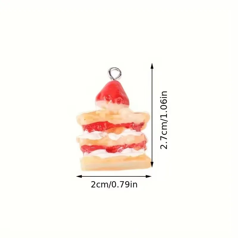 3D Strawberry Cake Charms 10pcs For Jewelry Making Handmade Accessories