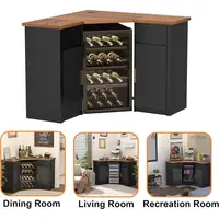 Ridge-Space Bar Cabinet, Storage Coffee Bar Station, L-Shape Home Liquor & Wine Cabinet 6