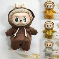 17cm Doll's Clothes For Labubu The Monster Outfit Accessories Clothing DIY Kids Gift Girls Hooded Sweatshirt Pants Shoes White 1