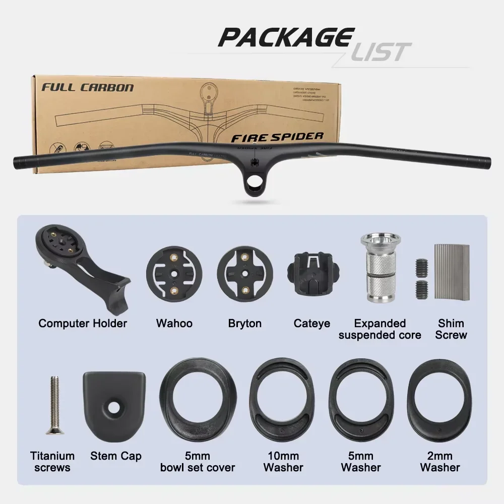 FIRE SPIDER AM XC Bike Handlebar Full Carbon Mountain Bike Handlebar 750/770/790/810MM Bicycle Integrated Handle Bar