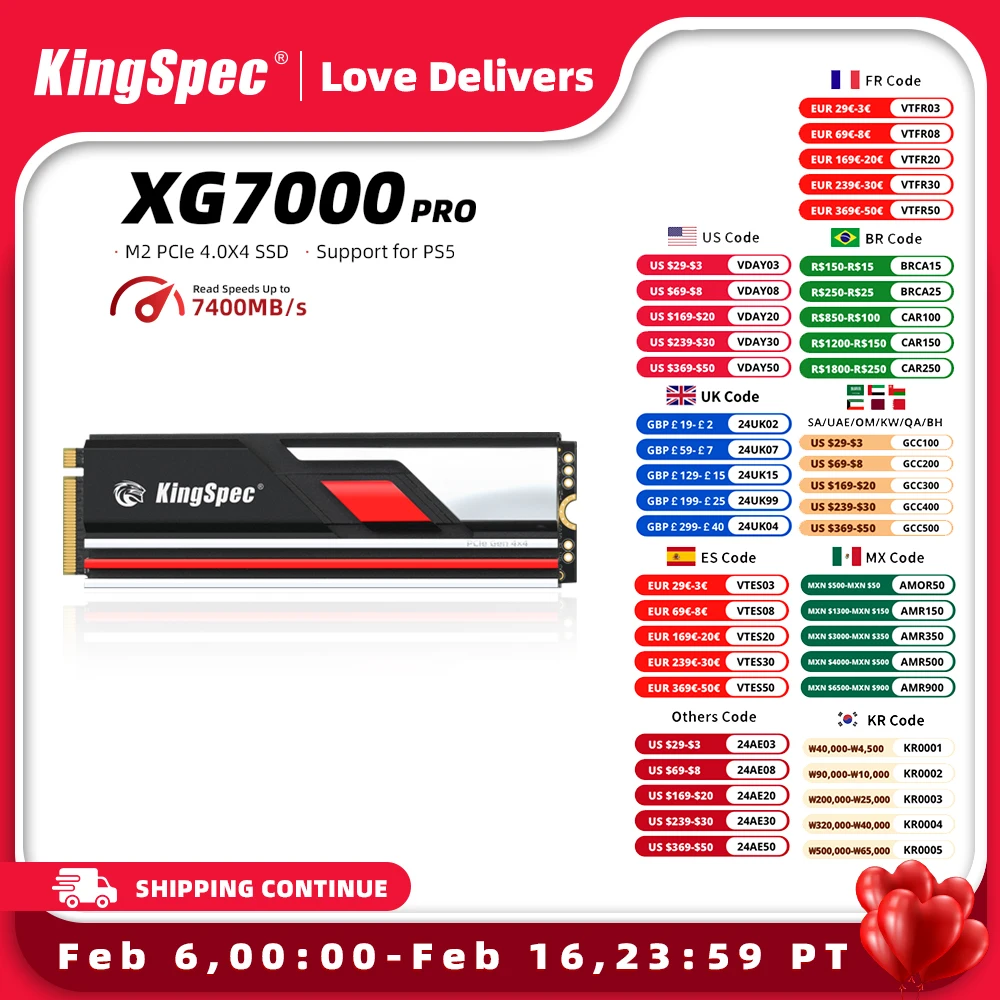 Kingspec M2 Nvme Gen4 Ssd Cache M.2 512G 1Tb 2Tb 4Tb Drive M2 Pcie 4.0 7400 Solid Ssd Disco Rigido Hd Nmve Per Desktop Ps5