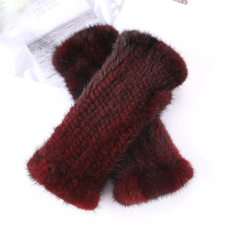 

Fashionable New Mink Woven Half Finger Gloves Mink Fur Wist Guaird Winter Men And Women Warm Touch Screen Gloves