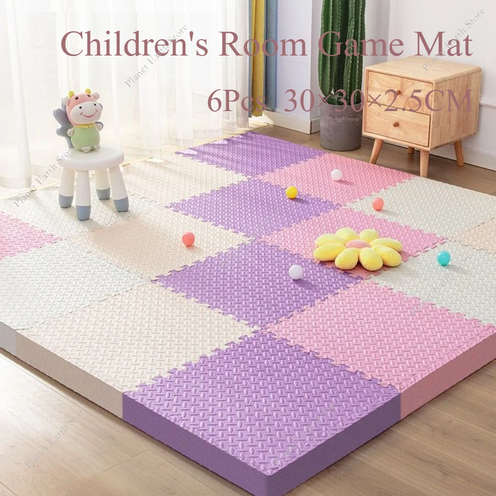 6Pcs 2.5CM Thick 30&times;30CM Solid Color Baby Children's Room Game Mat Bebe Mattress EVA Foam Baby Blanket Educational Toys Play Mat